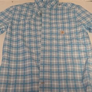 Carhartt Light Blue and White Plaid Shirt